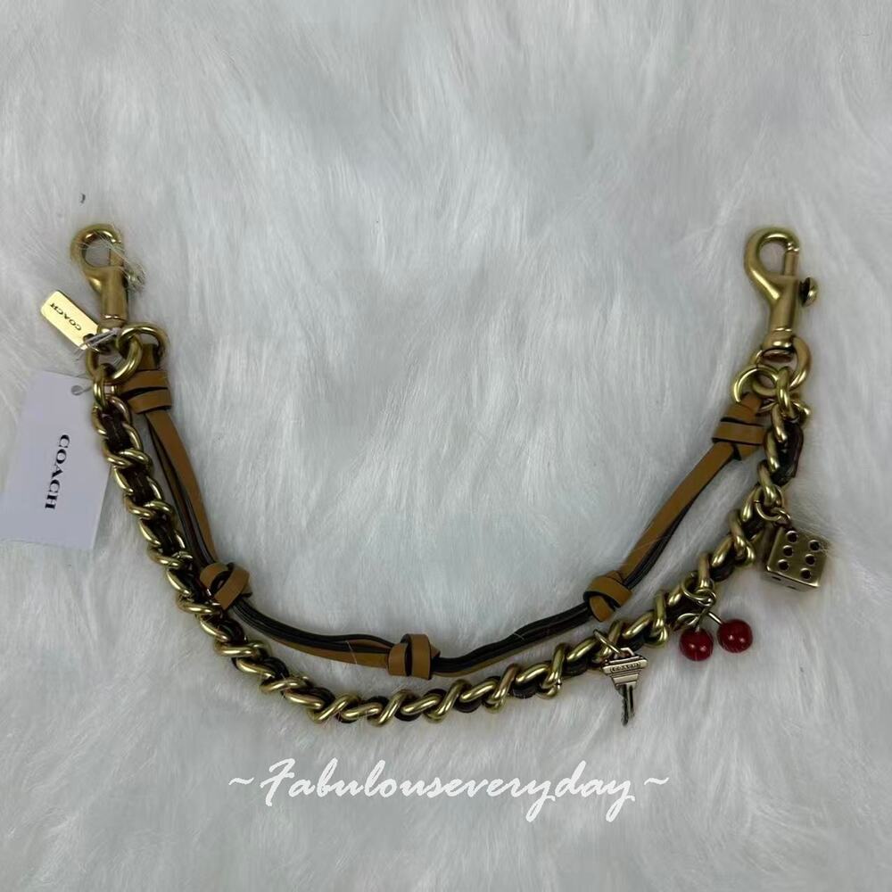 Coach Swag Bag Charm In Brass/Maple Honey Brown CEA17 NWT - Picture 2 of 5